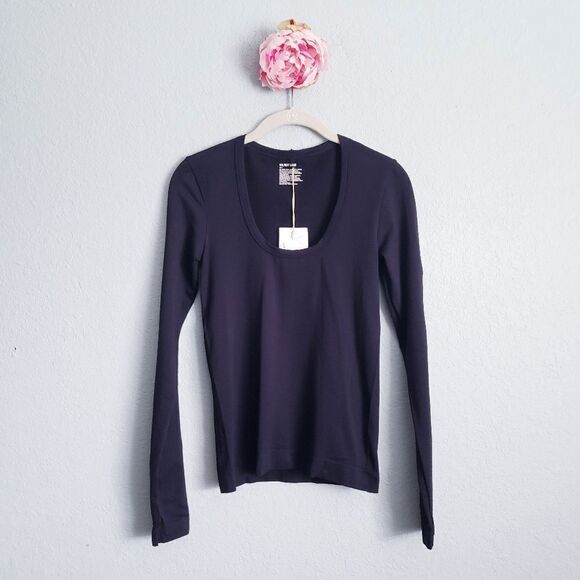 Helmut Lang Black Seamless Scoop Neck Long Sleeve Top - Picture 1 of 5